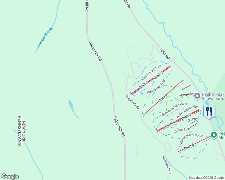 map of restaurants, bars, coffee shops, grocery stores, and more near 1507 Pekin Hill Road in Clymer