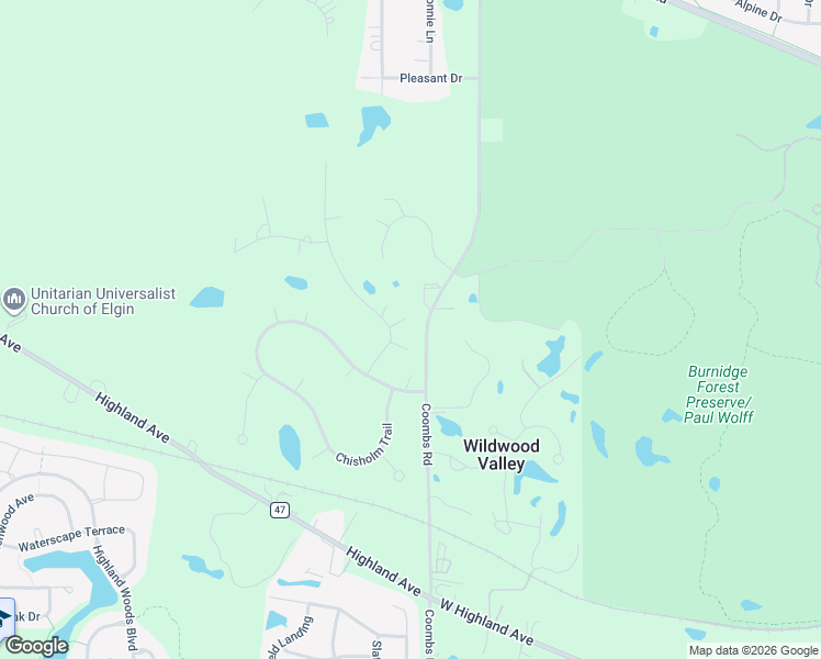 map of restaurants, bars, coffee shops, grocery stores, and more near 13N615 Gunpowder Lane in Elgin