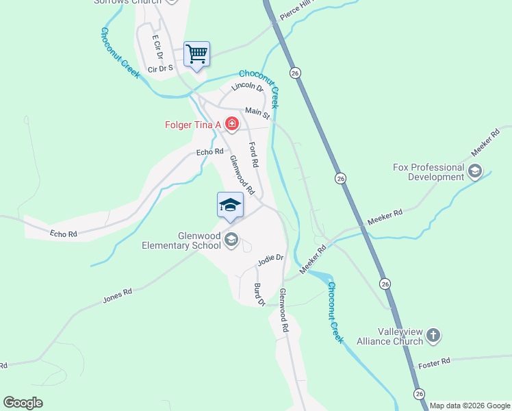 map of restaurants, bars, coffee shops, grocery stores, and more near 1176 Glenwood Road in Vestal