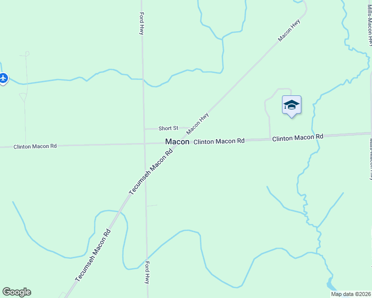 map of restaurants, bars, coffee shops, grocery stores, and more near 8225 Clinton Macon Road in Clinton
