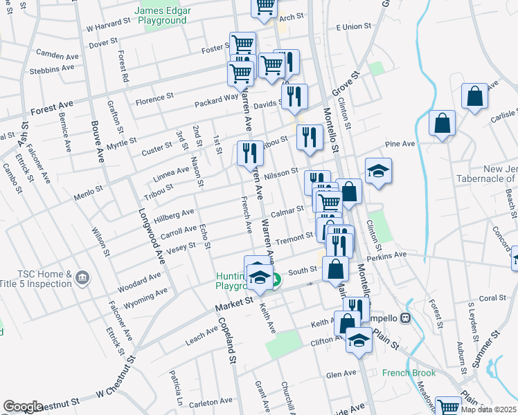 map of restaurants, bars, coffee shops, grocery stores, and more near 965 Warren Avenue in Brockton