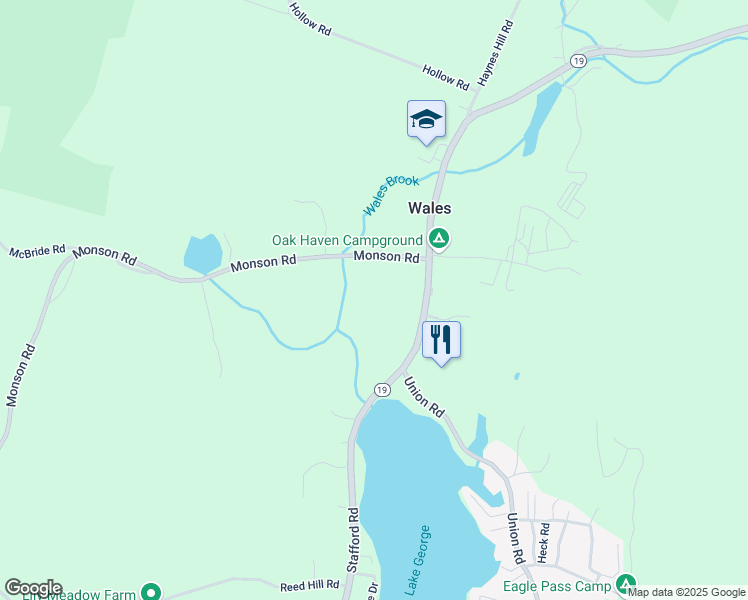 map of restaurants, bars, coffee shops, grocery stores, and more near 5 Main Street in Wales