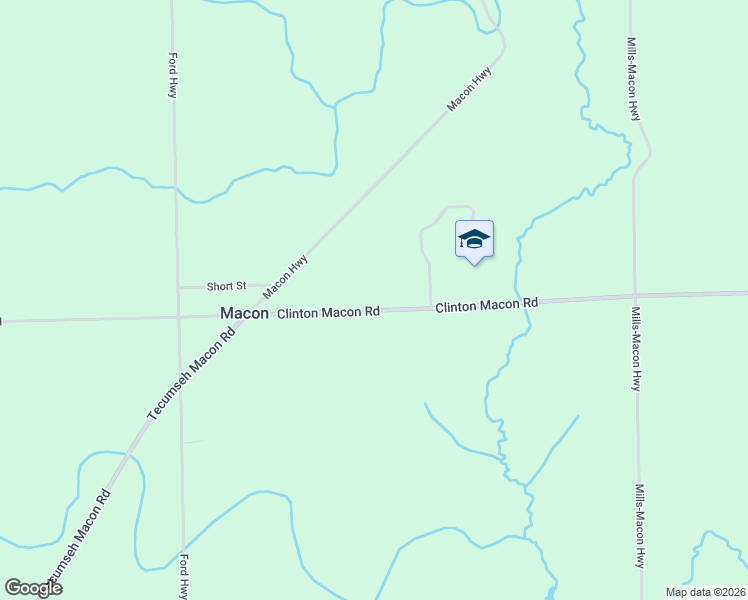 map of restaurants, bars, coffee shops, grocery stores, and more near 8510 Clinton Macon Road in Clinton