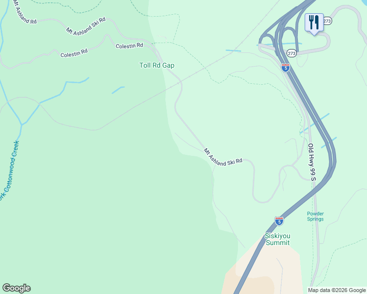 map of restaurants, bars, coffee shops, grocery stores, and more near 9840 Mount Ashland Ski Road in Ashland