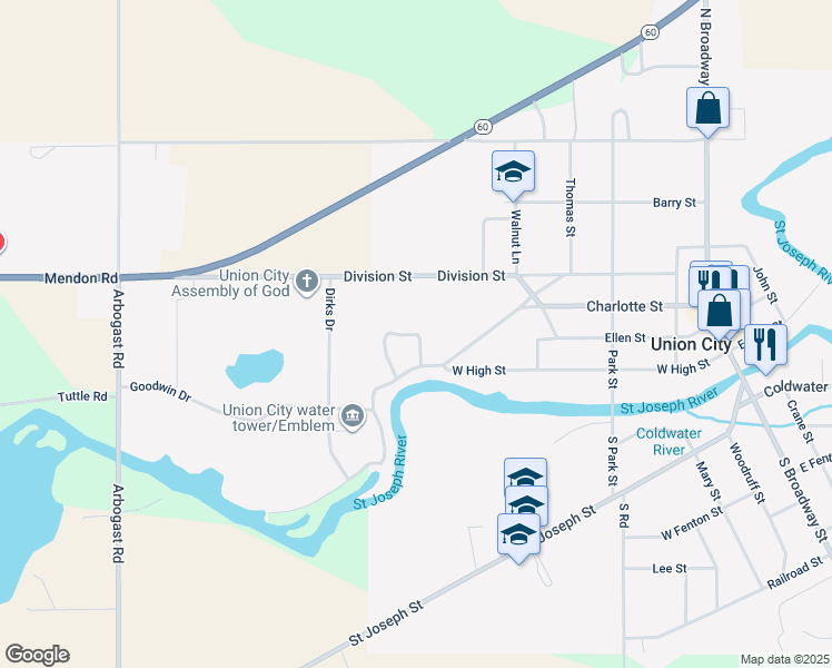 map of restaurants, bars, coffee shops, grocery stores, and more near 29 North Drive in Union City