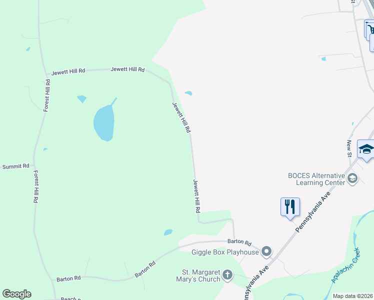 map of restaurants, bars, coffee shops, grocery stores, and more near 726-810 Jewett Hill Road in Apalachin