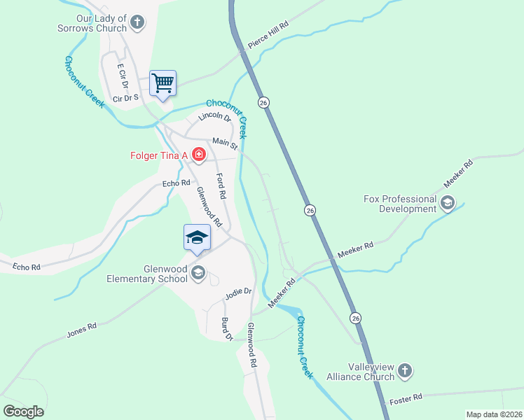 map of restaurants, bars, coffee shops, grocery stores, and more near 1152 Main Street in Vestal