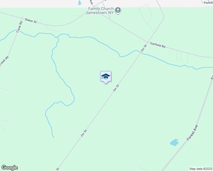 map of restaurants, bars, coffee shops, grocery stores, and more near 1565 Orr Street in Jamestown