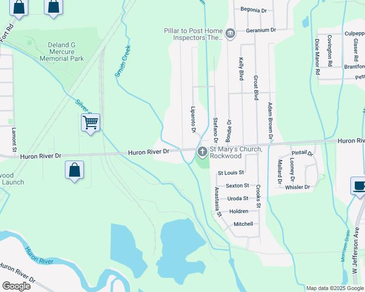 map of restaurants, bars, coffee shops, grocery stores, and more near 33026 Truman Road in Rockwood