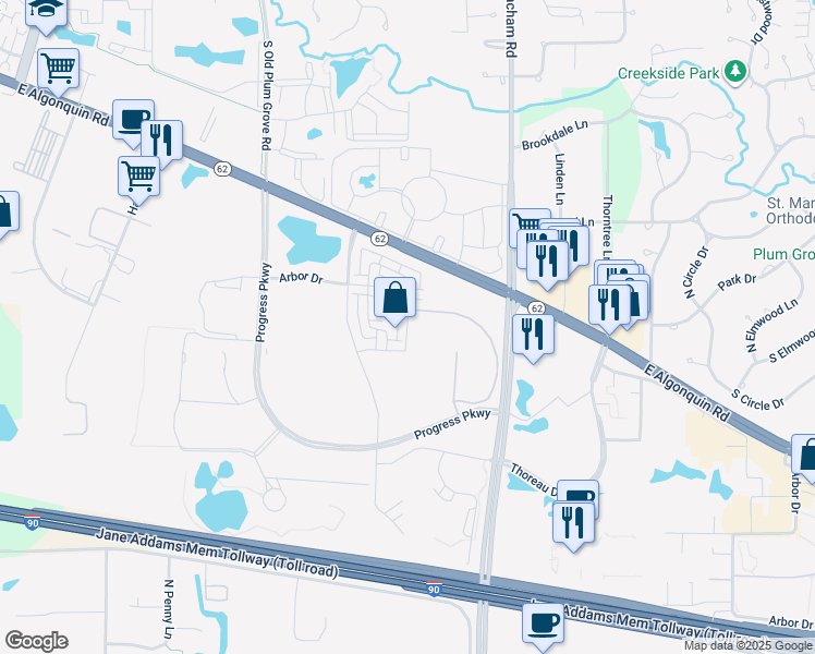 map of restaurants, bars, coffee shops, grocery stores, and more near Motorola in Schaumburg