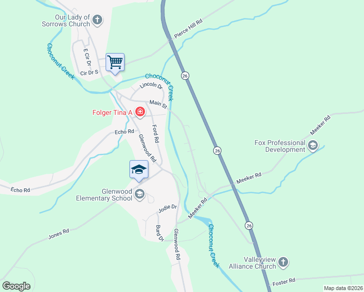 map of restaurants, bars, coffee shops, grocery stores, and more near 1152 Main Street in Vestal