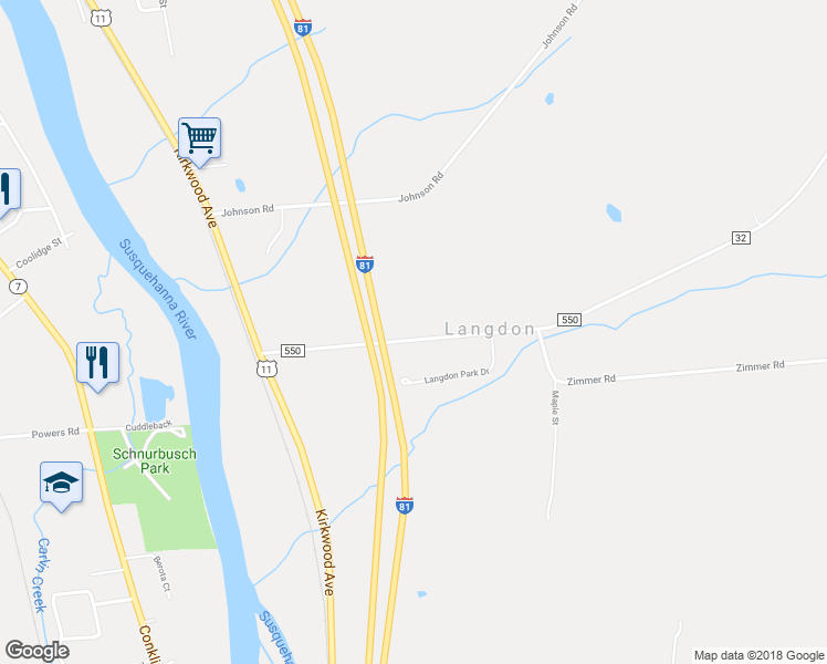 map of restaurants, bars, coffee shops, grocery stores, and more near 95 County Road 550 in Kirkwood