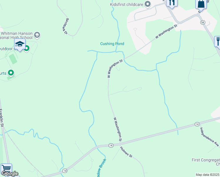 map of restaurants, bars, coffee shops, grocery stores, and more near 407 West Washington Street in Hanson