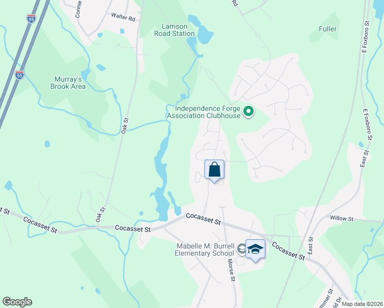 map of restaurants, bars, coffee shops, grocery stores, and more near 72 Cannon Forge Drive in Foxborough