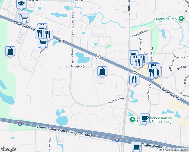 map of restaurants, bars, coffee shops, grocery stores, and more near 2230 Venture Drive in Schaumburg