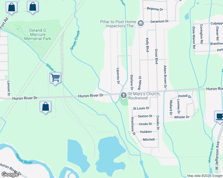 map of restaurants, bars, coffee shops, grocery stores, and more near 33026 Truman Road in Rockwood