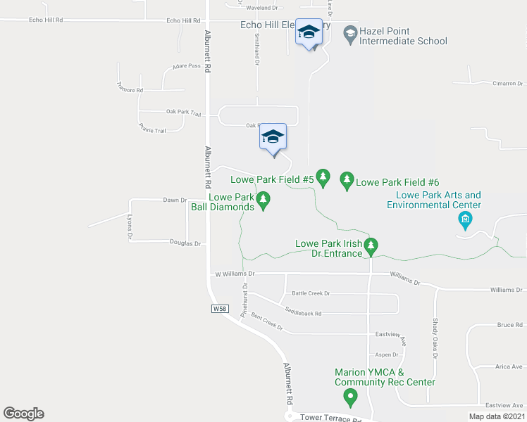 map of restaurants, bars, coffee shops, grocery stores, and more near 4901 Alburnett Road in Marion