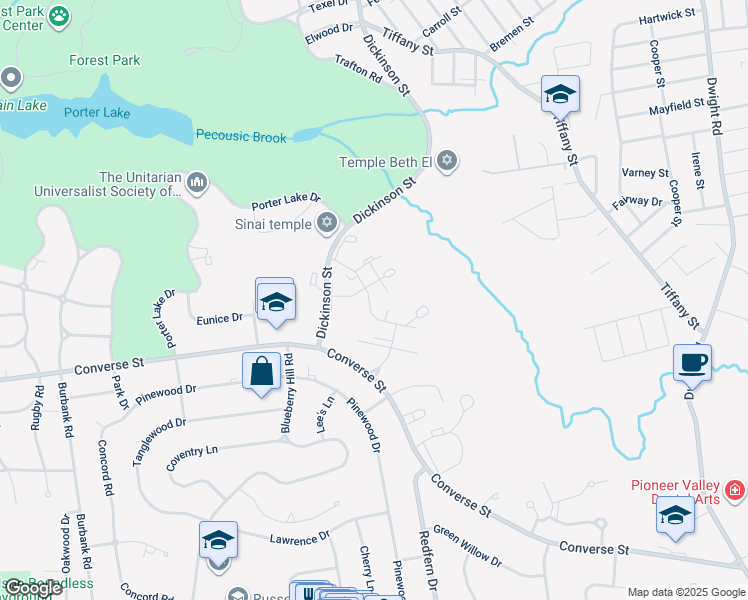map of restaurants, bars, coffee shops, grocery stores, and more near 79 Jamestown Drive in Springfield