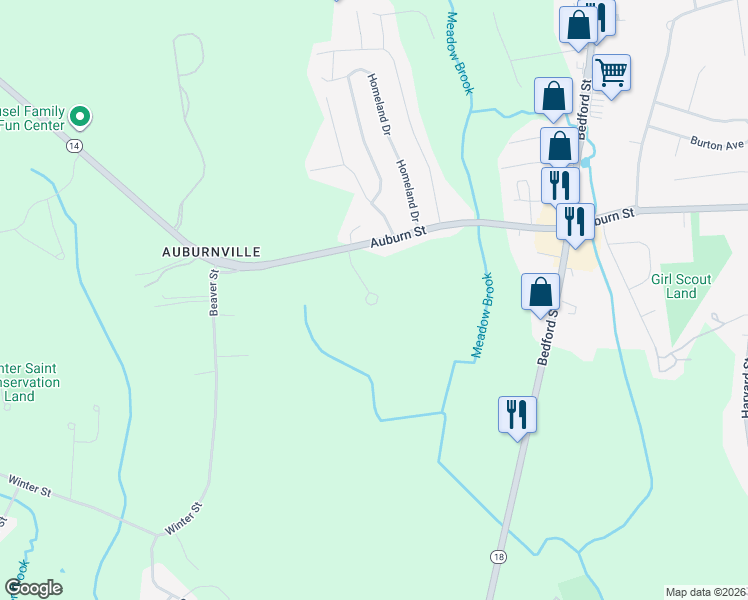 map of restaurants, bars, coffee shops, grocery stores, and more near 662-696 Auburn Street in Whitman