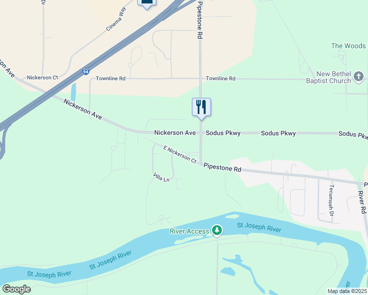 map of restaurants, bars, coffee shops, grocery stores, and more near 1651 Nickerson Avenue in Benton Harbor
