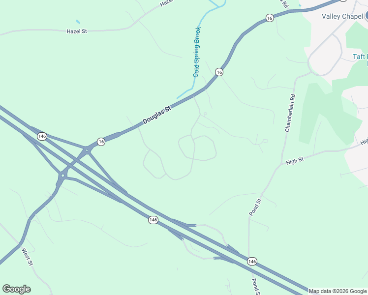 map of restaurants, bars, coffee shops, grocery stores, and more near 122 Taft Hill Lane in Uxbridge