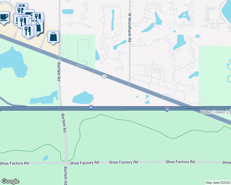 map of restaurants, bars, coffee shops, grocery stores, and more near 51 West Higgins Road in South Barrington