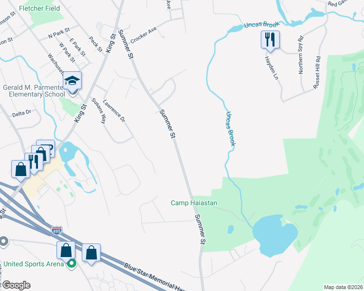 map of restaurants, bars, coffee shops, grocery stores, and more near 480 Summer Street in Franklin