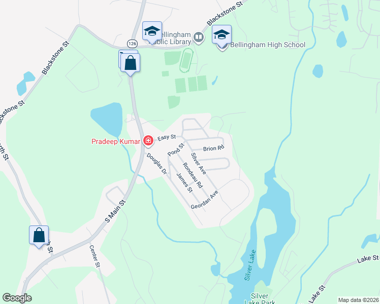 map of restaurants, bars, coffee shops, grocery stores, and more near 2 Pond Street in Bellingham