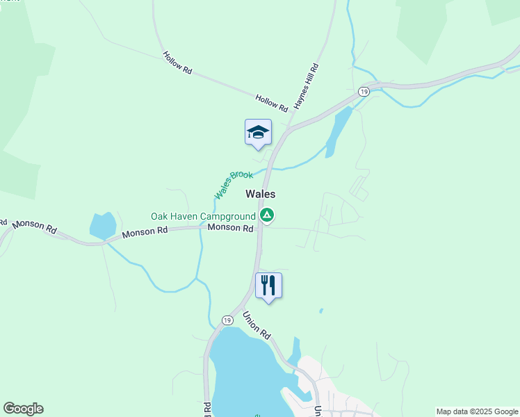 map of restaurants, bars, coffee shops, grocery stores, and more near 5 Main Street in Wales