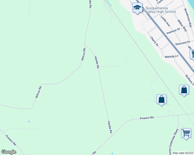 map of restaurants, bars, coffee shops, grocery stores, and more near 109 Hardie Road in Conklin