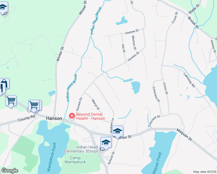 map of restaurants, bars, coffee shops, grocery stores, and more near 52 Richard Road in Hanson