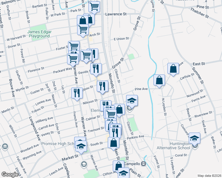 map of restaurants, bars, coffee shops, grocery stores, and more near 817 Montello Street in Brockton