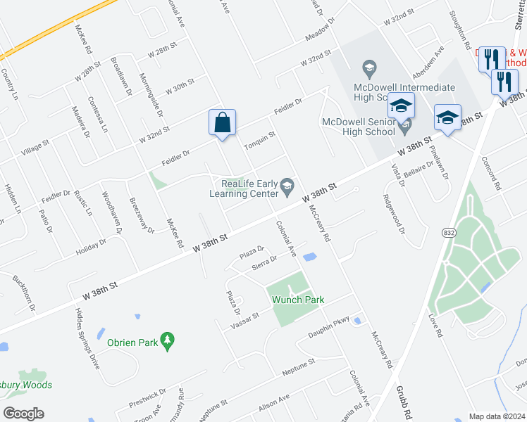 map of restaurants, bars, coffee shops, grocery stores, and more near 4027 Holly Rue in Erie