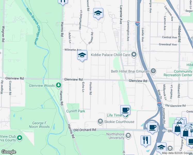 map of restaurants, bars, coffee shops, grocery stores, and more near 230 Glenview Road in Glenview
