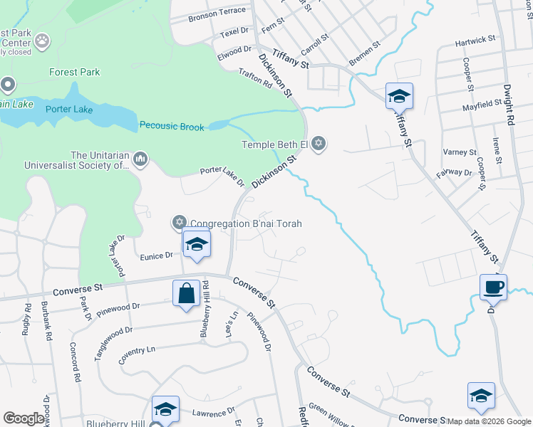 map of restaurants, bars, coffee shops, grocery stores, and more near 70 Halifax Court in Springfield