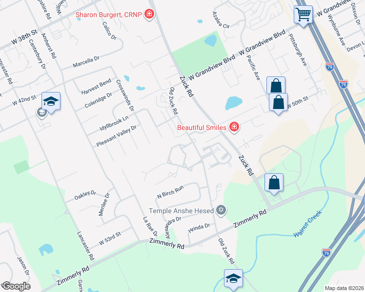 map of restaurants, bars, coffee shops, grocery stores, and more near 5010 Catawba Drive in Erie
