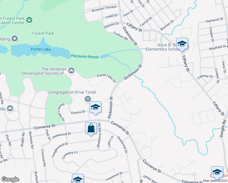 map of restaurants, bars, coffee shops, grocery stores, and more near 1107 Dickinson Street in Springfield