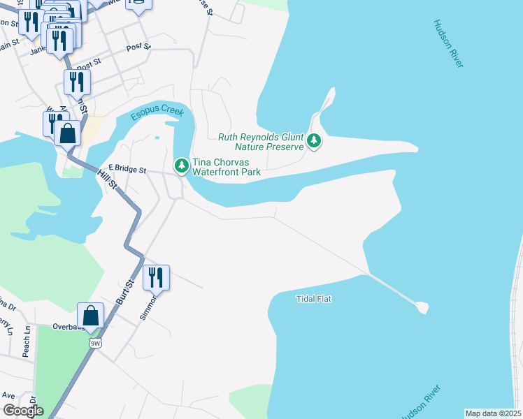 map of restaurants, bars, coffee shops, grocery stores, and more near 22 Ferry St in Saugerties