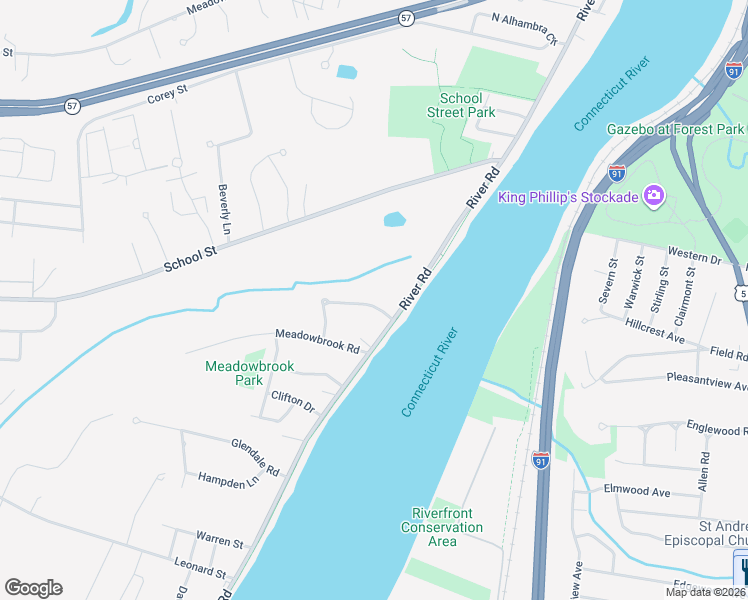 map of restaurants, bars, coffee shops, grocery stores, and more near 815 River Road in Agawam