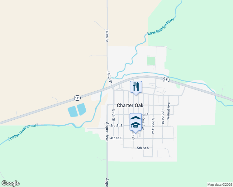 map of restaurants, bars, coffee shops, grocery stores, and more near 17 Birch Street in Charter Oak