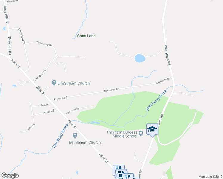 map of restaurants, bars, coffee shops, grocery stores, and more near 101 Raymond Drive in Hampden