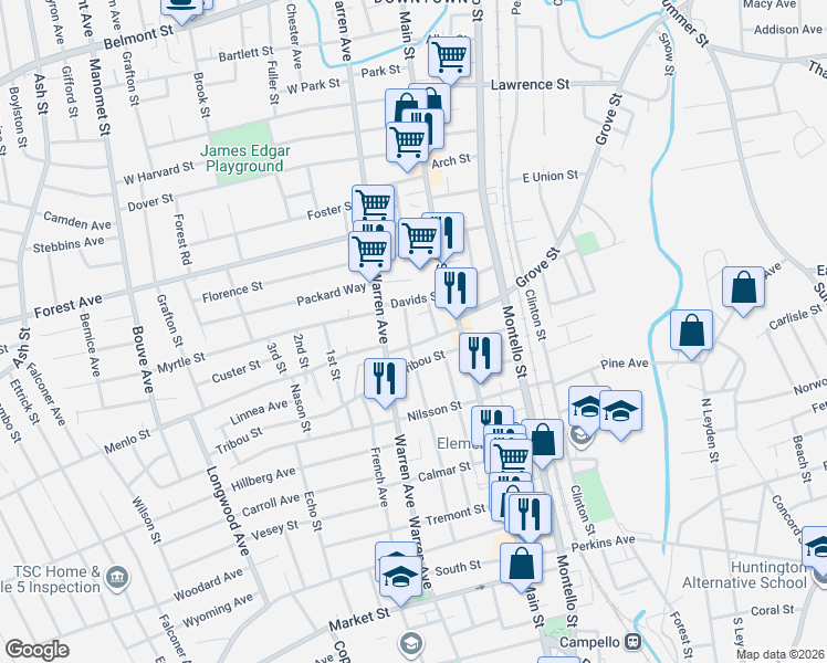 map of restaurants, bars, coffee shops, grocery stores, and more near 14 Sheppard Avenue in Brockton