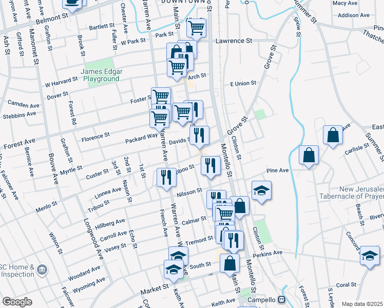 map of restaurants, bars, coffee shops, grocery stores, and more near 14 Sheppard Avenue in Brockton