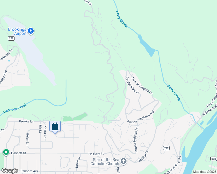 map of restaurants, bars, coffee shops, grocery stores, and more near 16996 Old County Road in Brookings
