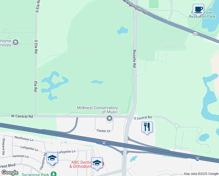 map of restaurants, bars, coffee shops, grocery stores, and more near 1901 North Roselle Road in Schaumburg
