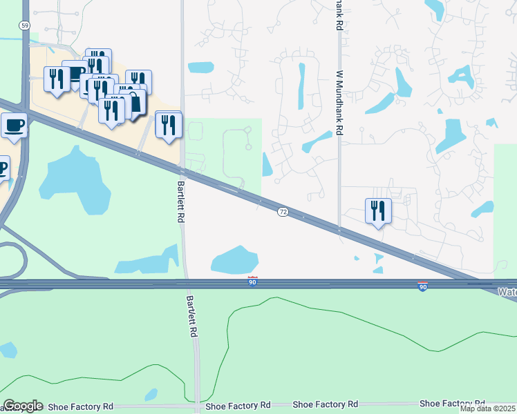 map of restaurants, bars, coffee shops, grocery stores, and more near 51 West Higgins Road in South Barrington