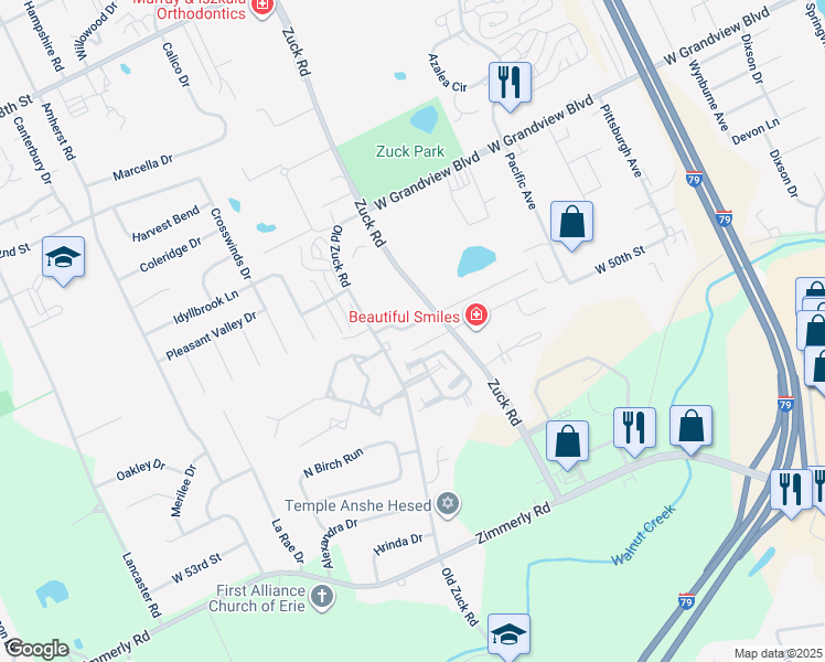 map of restaurants, bars, coffee shops, grocery stores, and more near in Erie County