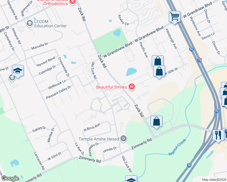 map of restaurants, bars, coffee shops, grocery stores, and more near in Erie County