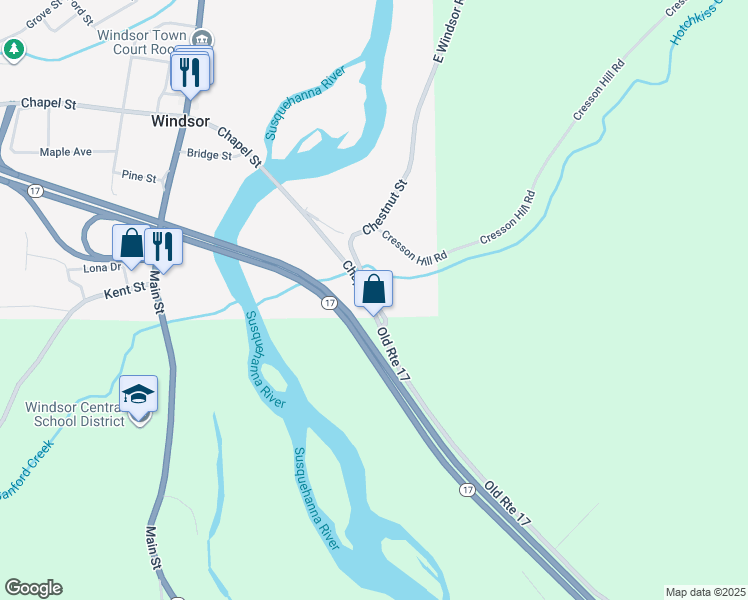 map of restaurants, bars, coffee shops, grocery stores, and more near 10 Chestnut Street in Windsor