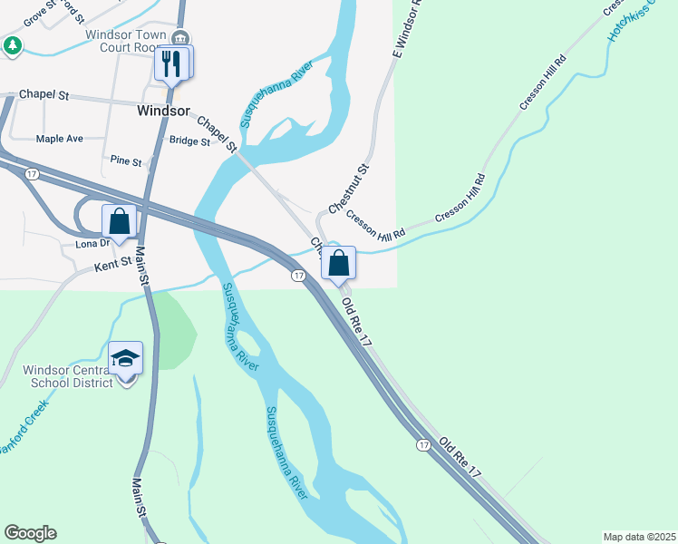map of restaurants, bars, coffee shops, grocery stores, and more near 10 Chestnut Street in Windsor